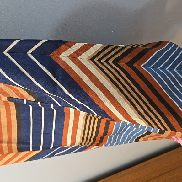 J. MCLAUGHLIN Womens Indigo Montecito Striped Chevron Side Skirt Size 4 💙🤎🧡 - Picture 8 of 9